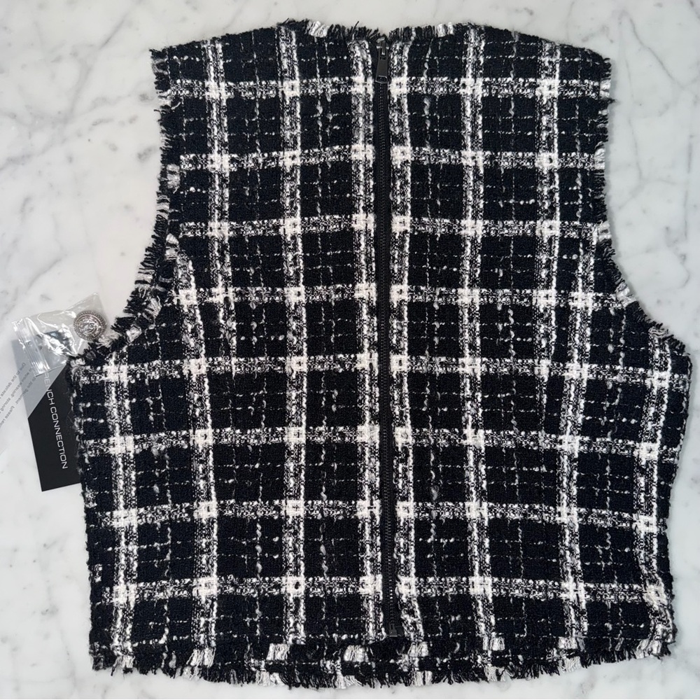 French Connection Windowpane Tweed Vest Top - NWT - Picture 4 of 7